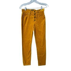 J. crew 9" high rise skinny corduroy mustard button fly pants women's 24 x 27